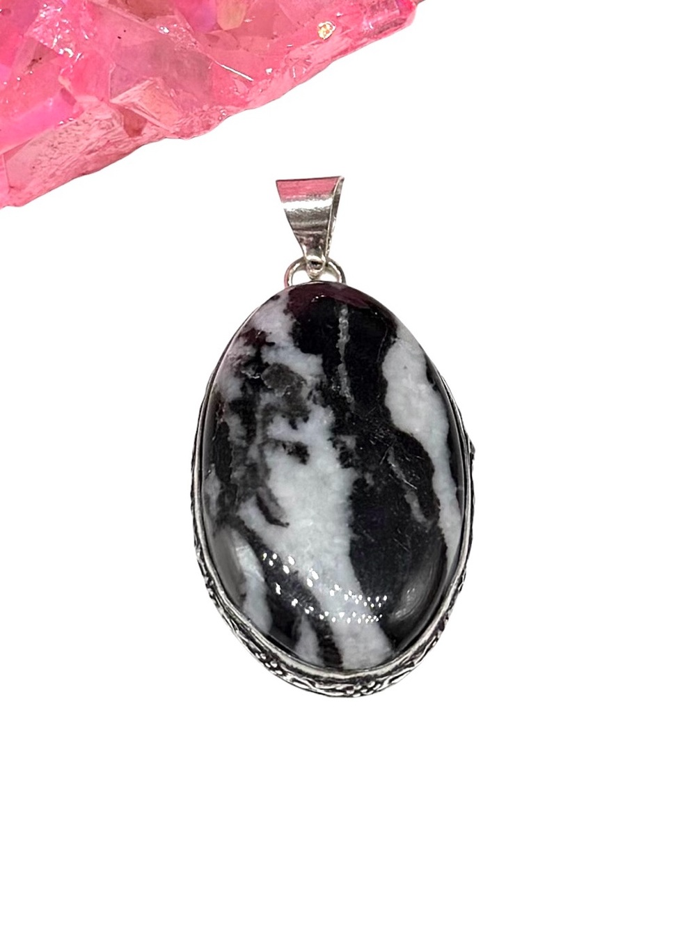 White Buffalo Turquoise Necklace Pendant 925 Sterling Silver Overlay
